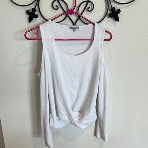 Charlotte Russe long sleeve top with open shoulders and trust front